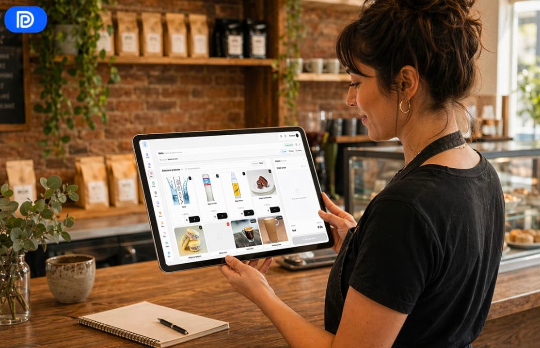 Comercio usando DiPOS en caja: venta en tablet y facturación integrada